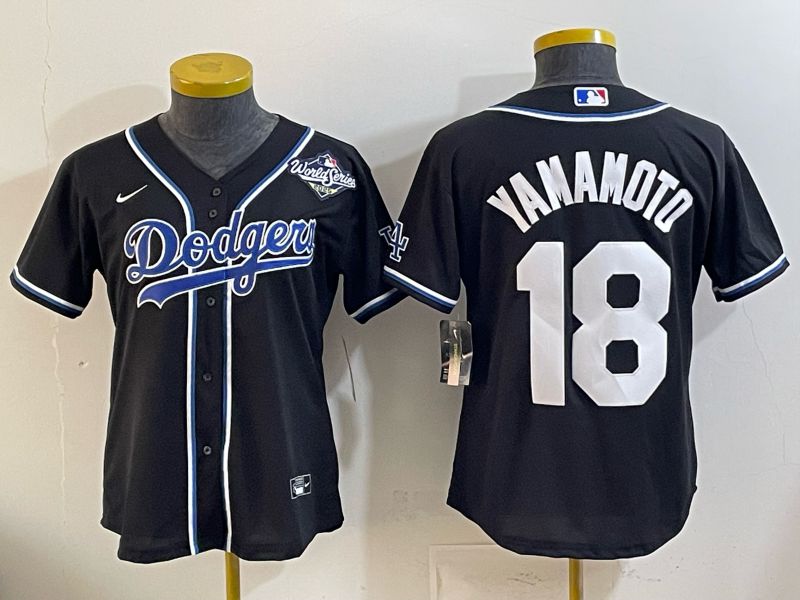 Women Nike 2026 Los Angeles Dodgers #18 Yamamoto Black Game MLB Jersey 03->women mlb jersey->Women Jersey